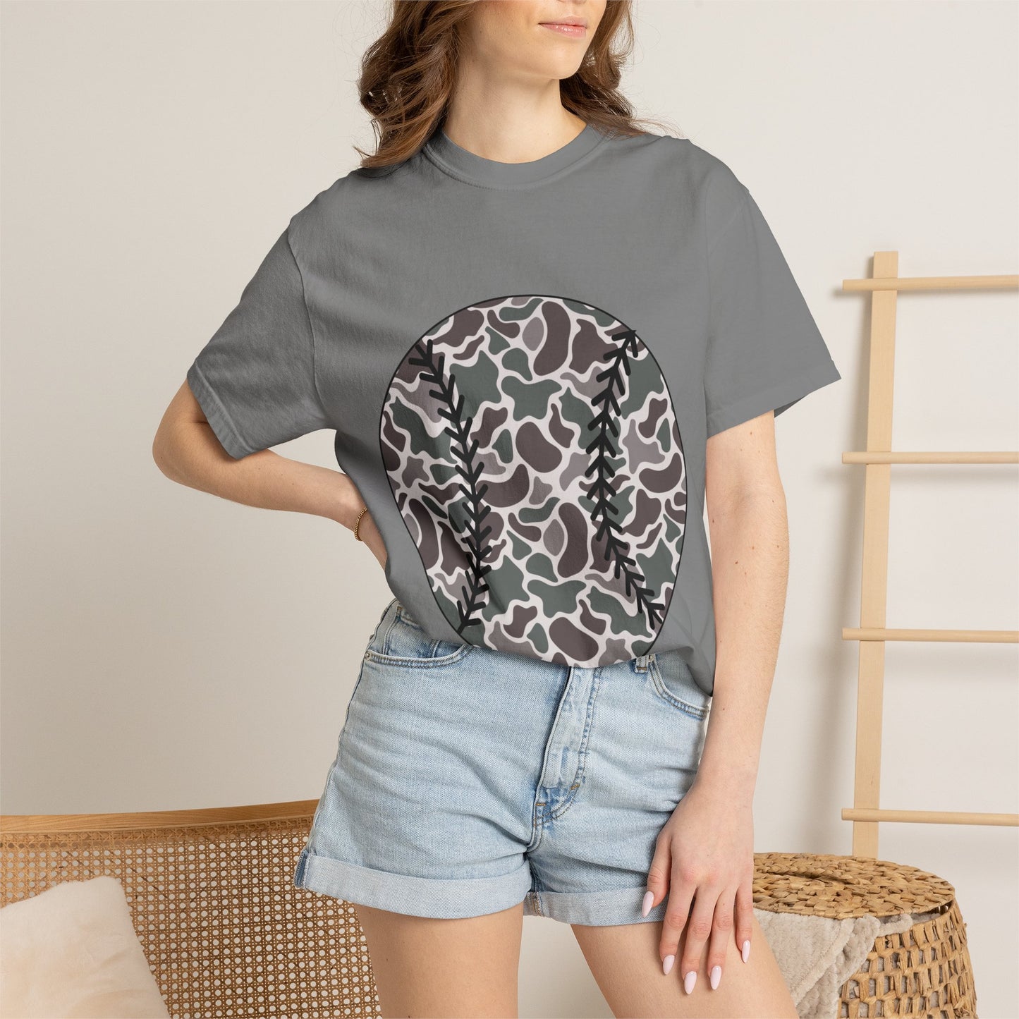 Baseball Camo Tee — Circle Camouflage Baseball Graphic T-Shirt