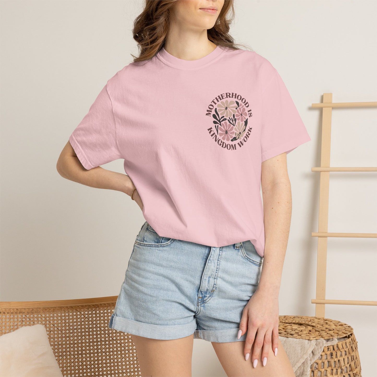 Motherhood Is Kingdom Work Floral T-Shirt