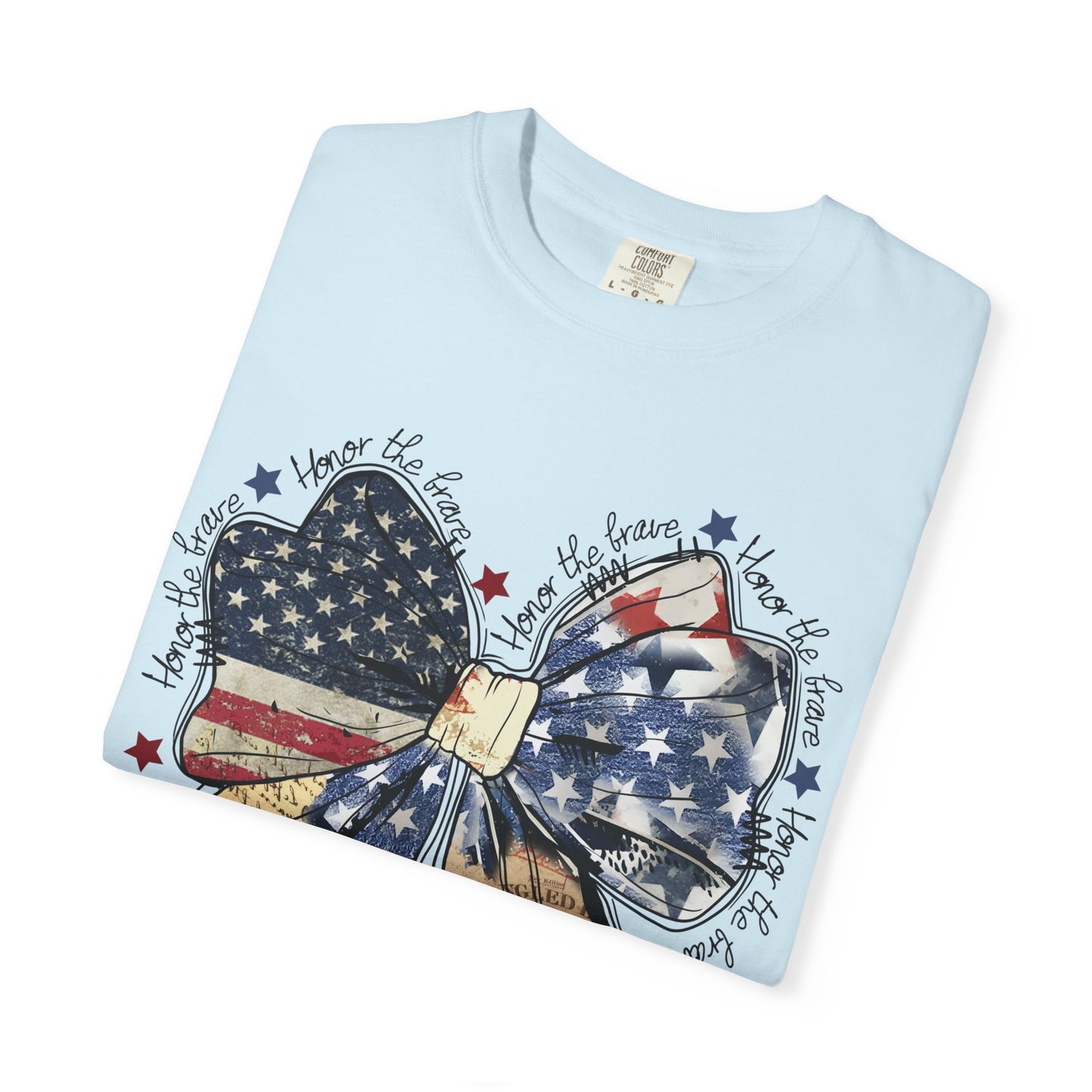 Patriotic American Flag Bow T-Shirt – Stars & Stripes Graphic