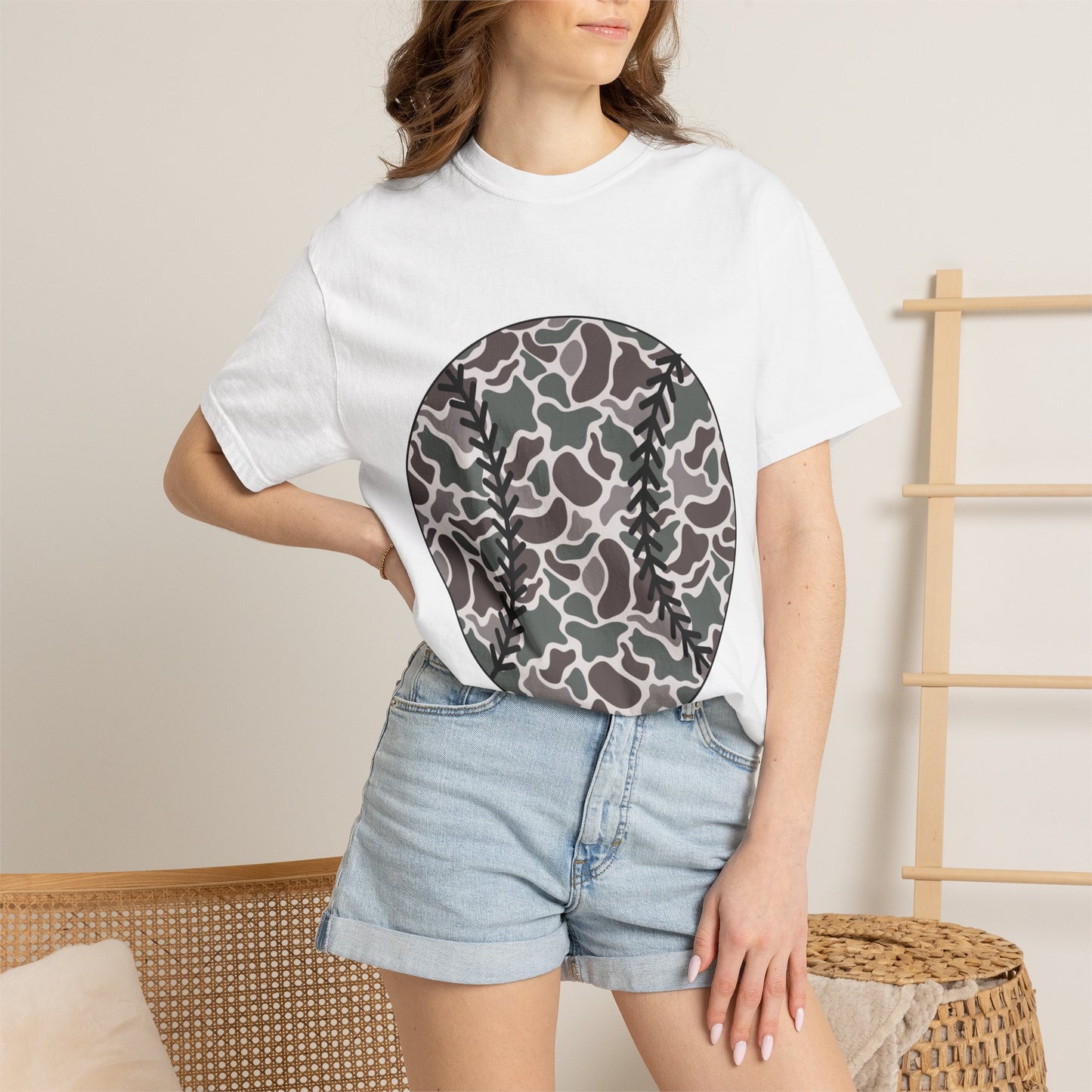 Baseball Camo Tee — Circle Camouflage Baseball Graphic T-Shirt