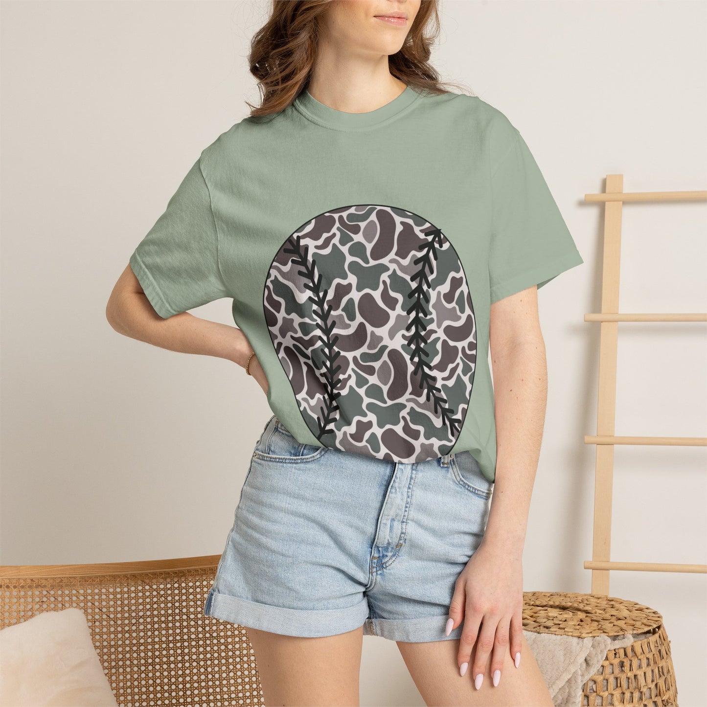 Baseball Camo Tee — Circle Camouflage Baseball Graphic T-Shirt