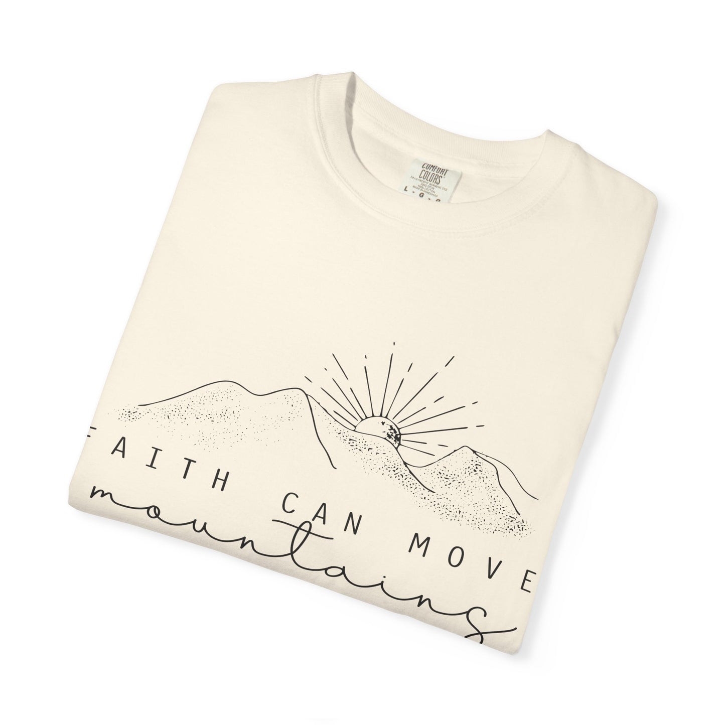Faith Can Move Mountains T-Shirt — Matthew 17:20 Minimal Mountain Graphic
