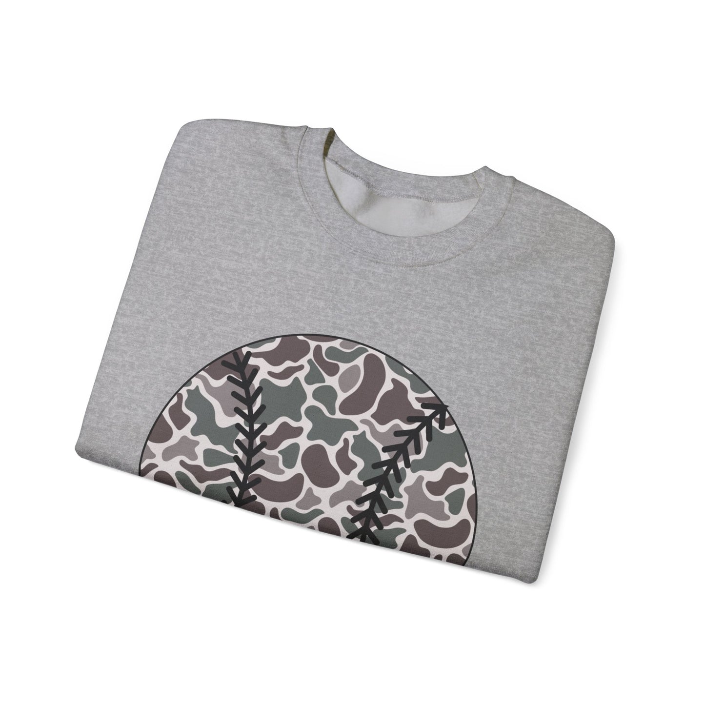 Baseball Camo Crewneck Sweatshirt – Grey Camouflage Baseball Tee Gift
